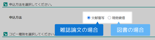 申込方法選択画面